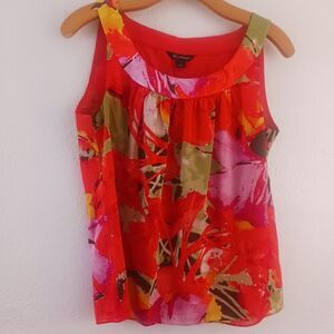 St. John Silk Sleeveless Floral Print Blouse - Size Small